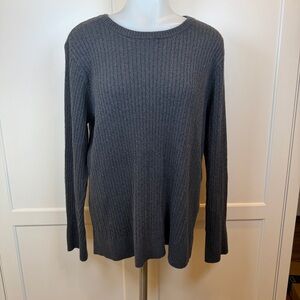JEANNE PIERRE Gray Ribbed Knit Sweater • Women’s 1X • Crewneck Pullover